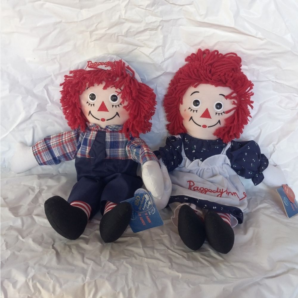 Vintage Applause Raggedy Andy & Ann Couple Cloth Dolls 17"
